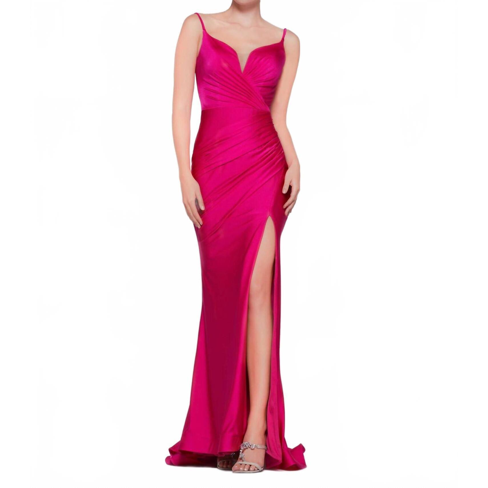 New Colors Dress Chic Satin Lycra Evening Gown In Lipstick